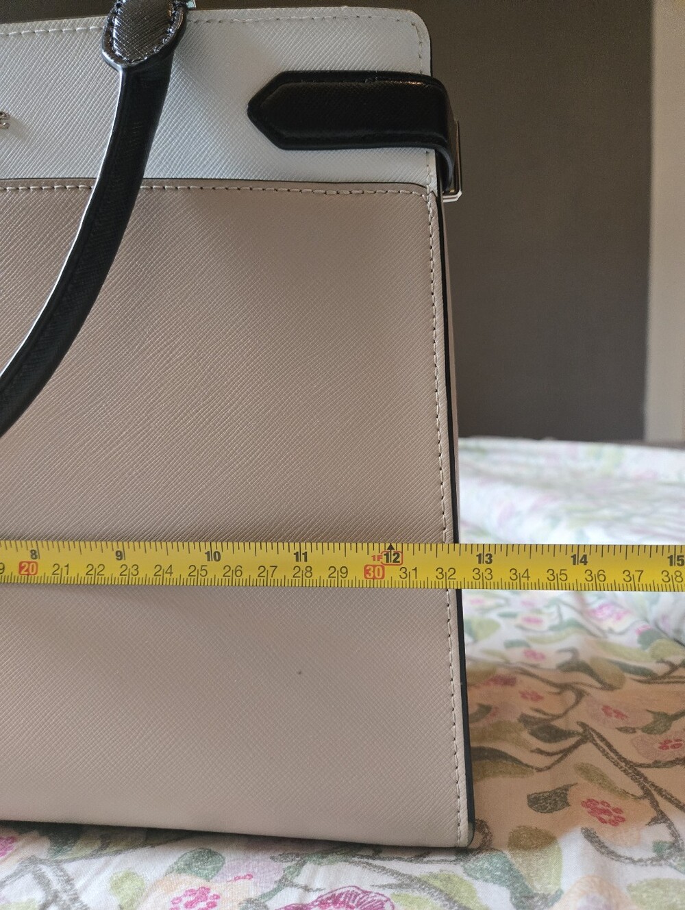 Kate Spade Staci Saffiano Leather Satchel/Crossbody | Two-Toned Beige and Cream - Picture 11 of 12